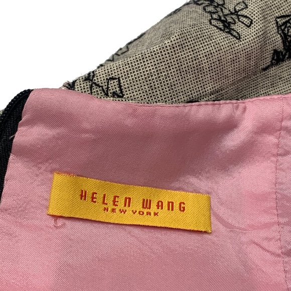 HELEN WANG Beige Shell Black Embroidered Daisies Strapless A-Line Dress - Picture 3 of 11